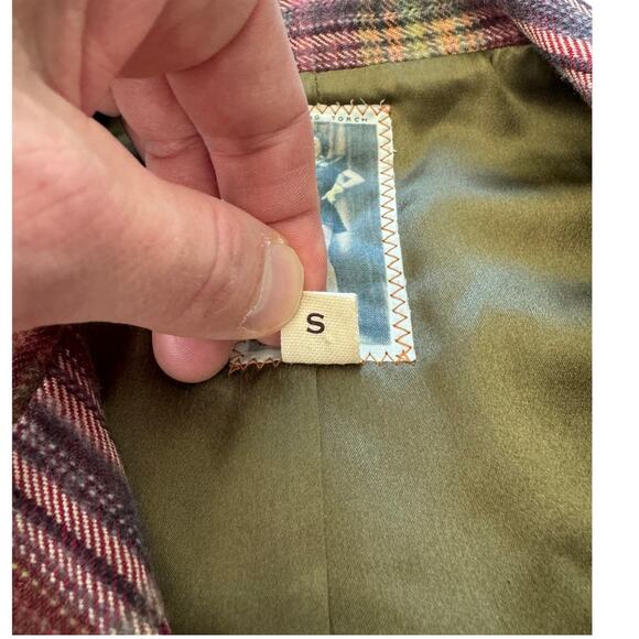 Burning Torch Plaid Boho Jacket, Cotton/Wool/Silk, Women's Size SMALL - Picture 4 of 14